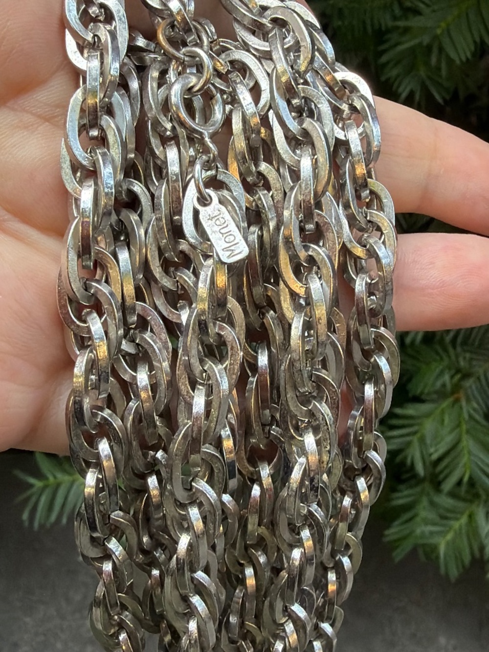 VINTAGE MONET INTRICATE LINK CHUNKY HEAVY EXTRA LONG CHAIN NECKLACE STATEMENT